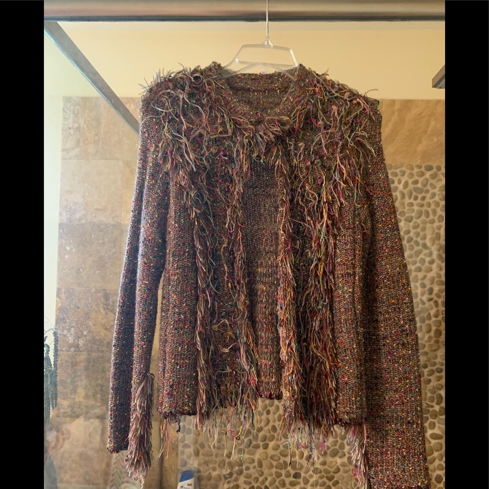 Heart Wool Fringed Sweater
